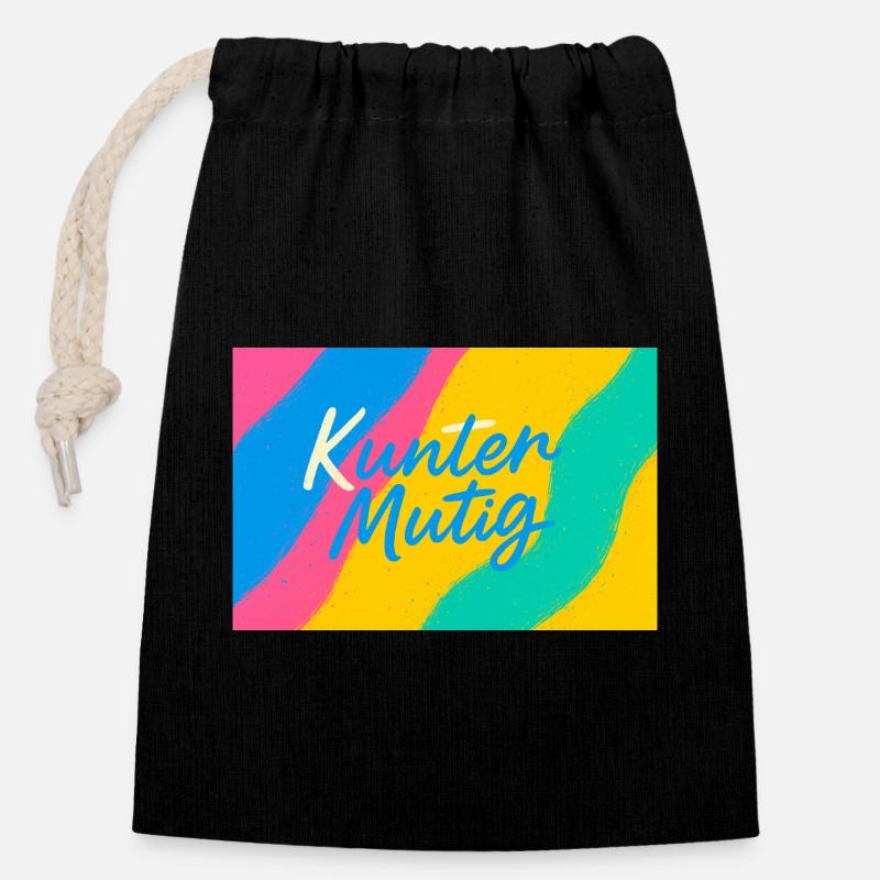 Kunter Explosion de couleurs courageuse - Sac cadeau en coton avec cordon (14 x 20 cm) - noir