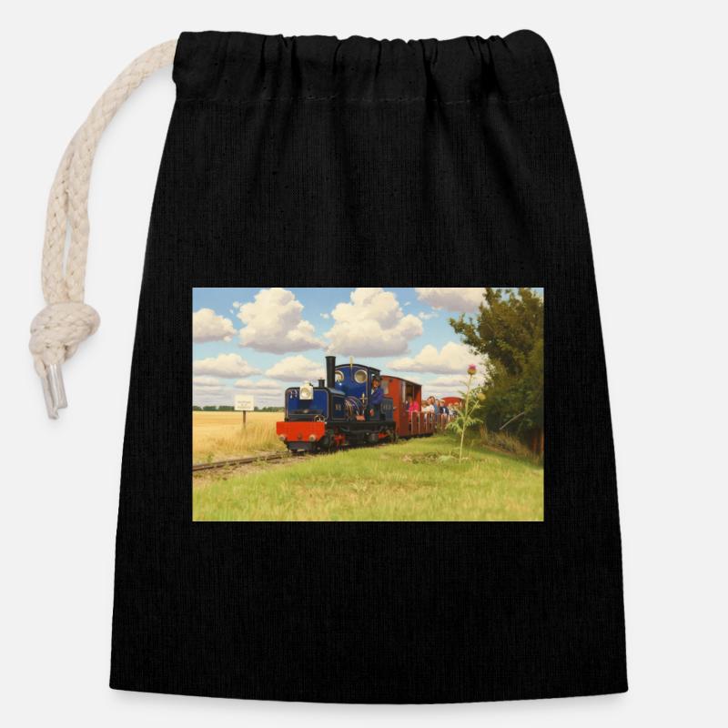 Miniatureisenbahn auf dem Land - Verschließbarer Geschenkbeutel aus Baumwolle (14x20cm) - Schwarz