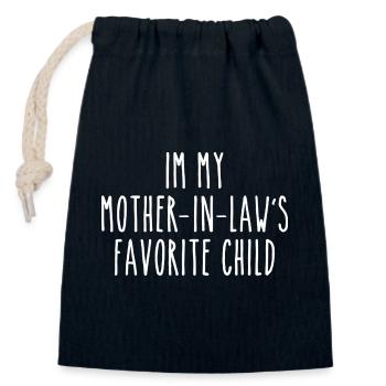 Mother-in-law's darling Funny saying - Closable cotton gift bag (14x20cm) - navy - Front