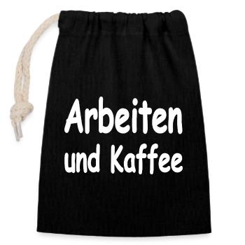 Arbeiten - Verschließbarer Geschenkbeutel aus Baumwolle (14x20cm) - Schwarz - Vorne