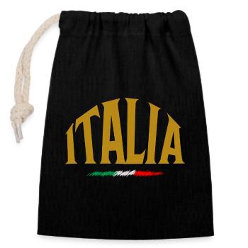 Italia - Sac cadeau en coton avec cordon (14 x 20 cm) - noir - Devant