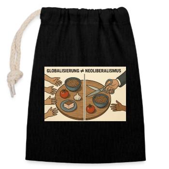 Globalisierung vs Neoliberalismus - Verschließbarer Geschenkbeutel aus Baumwolle (14x20cm) - Schwarz - Vorne