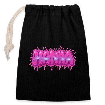 Graffiti HANNA Name Gift Ideal druckbar auf - Verschließbarer Geschenkbeutel aus Baumwolle (14x20cm) - Schwarz - Vorne