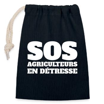 agriculteur, agriculture, tracteur, paysan - Sac cadeau en coton avec cordon (14 x 20 cm) - bleu marine - Devant