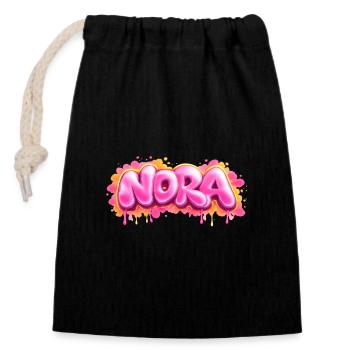 NORA GRAFFITI NAME FÜR PERFEKTES GESCHENK DRUCKBAR AUF C - Verschließbarer Geschenkbeutel aus Baumwolle (14x20cm) - Schwarz - Vorne