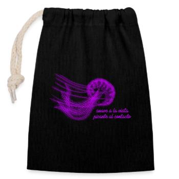 Jellyfish - soft to the eye and spicy to the touch - Closable cotton gift bag (14x20cm) - black - Front