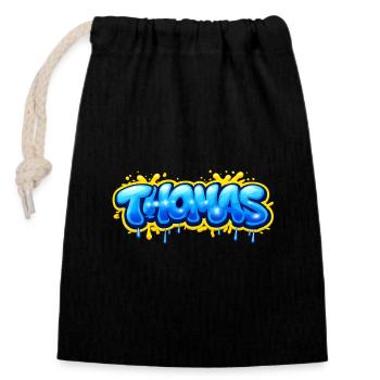 THOMAS GRAFFITI NAME FOR PERFECT GIFT PRINTABLE on - Closable cotton gift bag (14x20cm) - black - Front