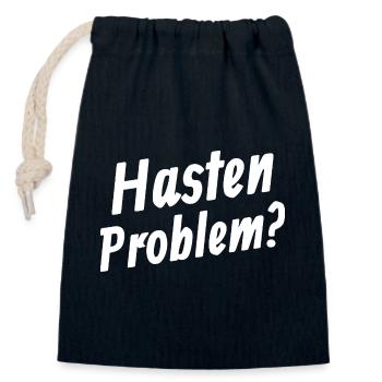 Hasten Problem - Closable cotton gift bag (14x20cm) - navy - Front