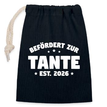 Befördert zur Tante 2026 – Lustiges Geschenk - Verschließbarer Geschenkbeutel aus Baumwolle (14x20cm) - Navy - Vorne