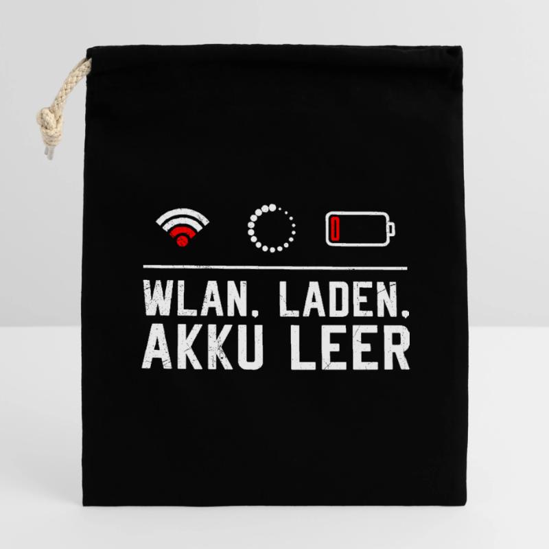 Coder WiFi. LOADING. BATTERY EMPTY FUNNY Closable cotton gift bag (14x20cm)