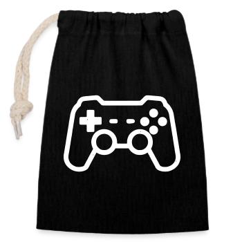 Retro Controller Gamepad - Verschließbarer Geschenkbeutel aus Baumwolle (14x20cm) - Schwarz - Vorne