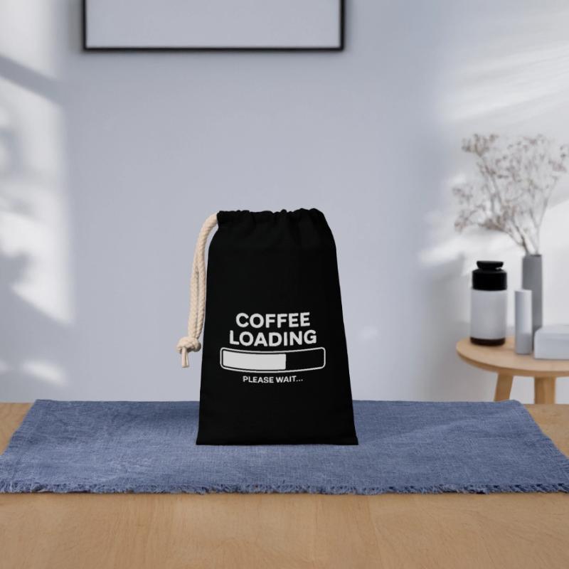 Coffee Loading Please Wait Verschließbarer Geschenkbeutel aus Baumwolle (14x20cm)