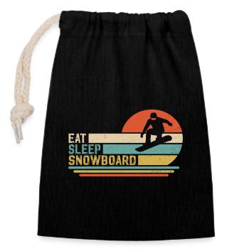 Snowboard Snowboarder Snowboarding - Verschließbarer Geschenkbeutel aus Baumwolle (14x20cm) - Schwarz - Vorne