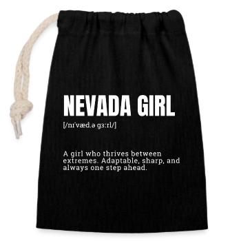 Nevada Girl: Mutige Grenzsprünge - Verschließbarer Geschenkbeutel aus Baumwolle (14x20cm) - Schwarz - Vorne