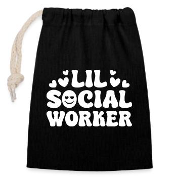 Assistant social Quota Lil Assistant social Travail social - Sac cadeau en coton avec cordon (14 x 20 cm) - noir - Devant