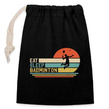Badminton - Sac cadeau en coton avec cordon (14 x 20 cm) - noir - Devant