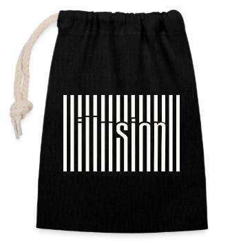 Barcode Illusion  - Verschließbarer Geschenkbeutel aus Baumwolle (14x20cm) - Schwarz - Vorne