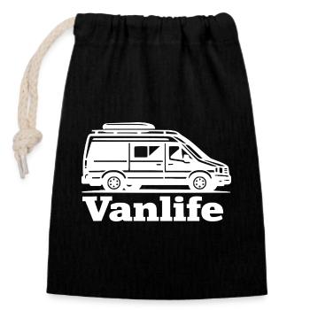 Vanlife Silhouette Minimalist Black Shirt - Verschließbarer Geschenkbeutel aus Baumwolle (14x20cm) - Schwarz - Vorne