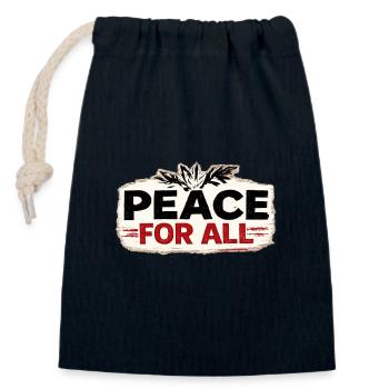 War No More – Sticker Peace & Humanity  - Sac cadeau en coton avec cordon (14 x 20 cm) - bleu marine - Devant