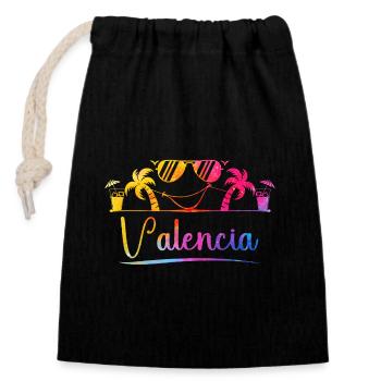 Valencia Strandfarben - Verschließbarer Geschenkbeutel aus Baumwolle (14x20cm) - Schwarz - Vorne