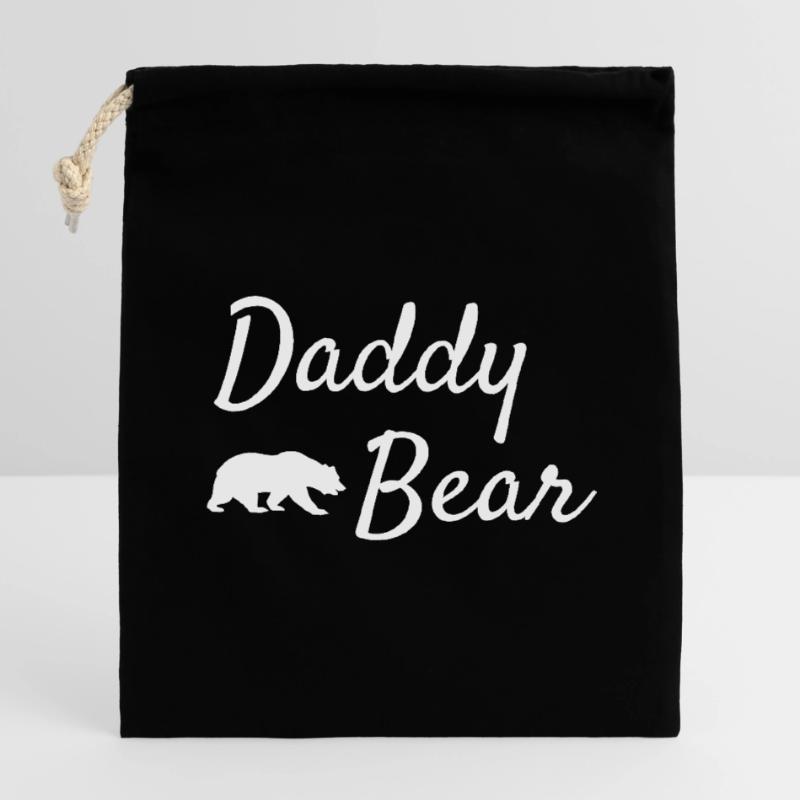 Daddy Bear Script Logo Closable cotton gift bag (14x20cm)