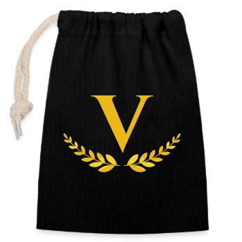 V - Sac cadeau en coton avec cordon (14 x 20 cm) - noir - Devant