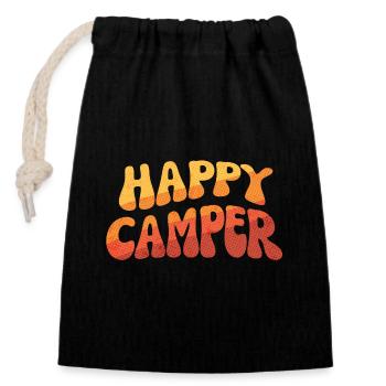 Texte dégradé de campeur heureux - Sac cadeau en coton avec cordon (14 x 20 cm) - noir - Devant
