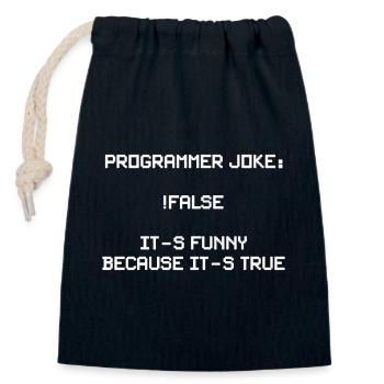 Funny programmer motif for developers, coders - Closable cotton gift bag (14x20cm) - navy - Front