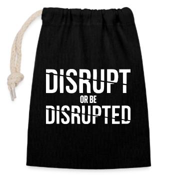 Unternehmer, Geschäftsmann, Geschäftsfrau, disrupt - Verschließbarer Geschenkbeutel aus Baumwolle (14x20cm) - Schwarz - Vorne