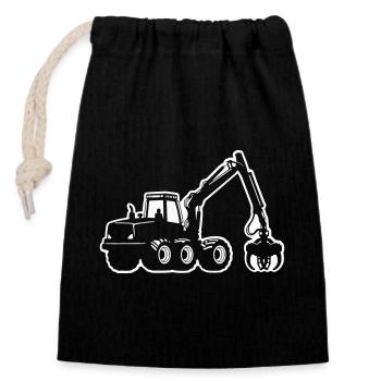 Harvester Silhouette - Closable cotton gift bag (14x20cm) - black - Front