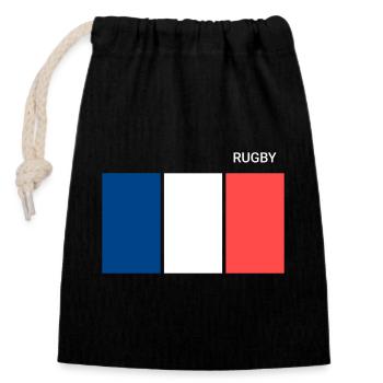 Rugby French Flag - Closable cotton gift bag (14x20cm) - black - Front