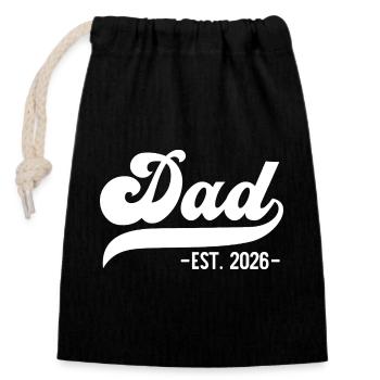 Daddy fondé en 2026 - Sac cadeau en coton avec cordon (14 x 20 cm) - noir - Devant