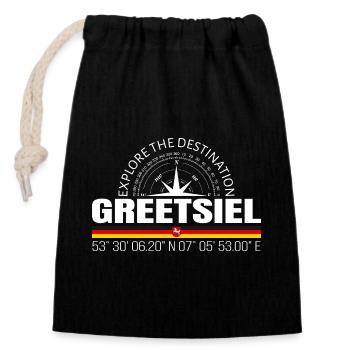Greetsiel - Verschließbarer Geschenkbeutel aus Baumwolle (14x20cm) - Schwarz - Vorne