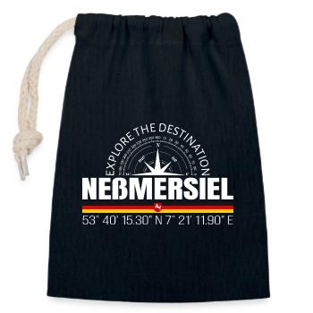 Neßmersiel - Closable cotton gift bag (14x20cm) - navy - Front
