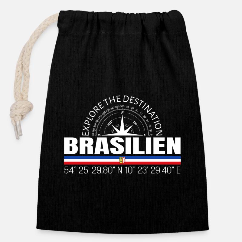 Brésil - Sac cadeau en coton avec cordon (14 x 20 cm) - noir