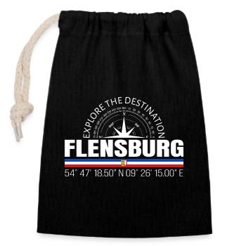 Flensburg - Verschließbarer Geschenkbeutel aus Baumwolle (14x20cm) - Schwarz - Vorne