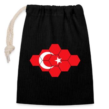 Türkei Turkey   - Verschließbarer Geschenkbeutel aus Baumwolle (14x20cm) - Schwarz - Vorne