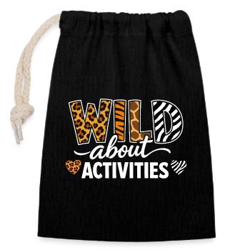 Wild About Activities Safari Animal Print Design - Closable cotton gift bag (14x20cm) - black - Front