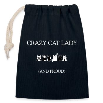 Crazy Cat Lady Und Stolz - Verschließbarer Geschenkbeutel aus Baumwolle (14x20cm) - Navy - Vorne