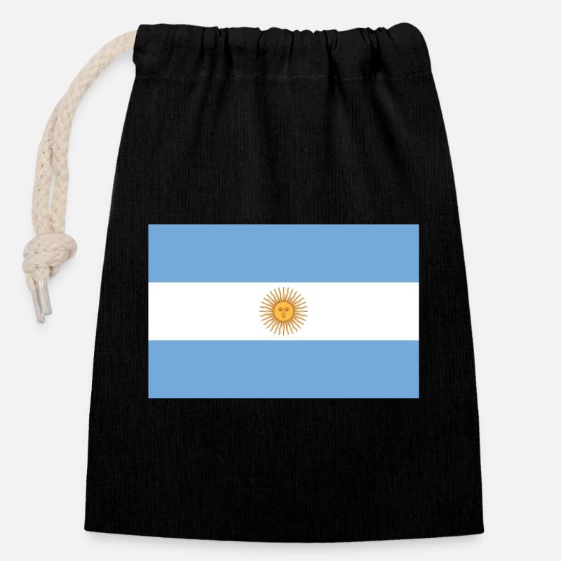 Argentinische Fahne - Verschließbarer Geschenkbeutel aus Baumwolle (14x20cm) - Schwarz