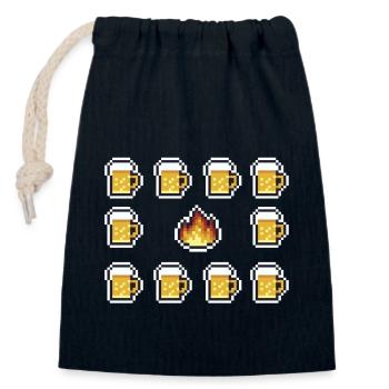 bier brand durst pixel art pop art icon löschen LO - Verschließbarer Geschenkbeutel aus Baumwolle (14x20cm) - Navy - Vorne
