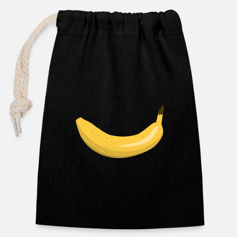 Banana smile - Closable cotton gift bag (14x20cm) - black