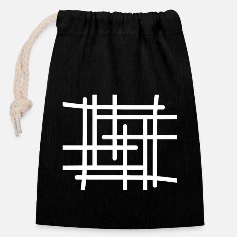 Art abstrait - Sac cadeau en coton avec cordon (14 x 20 cm) - noir