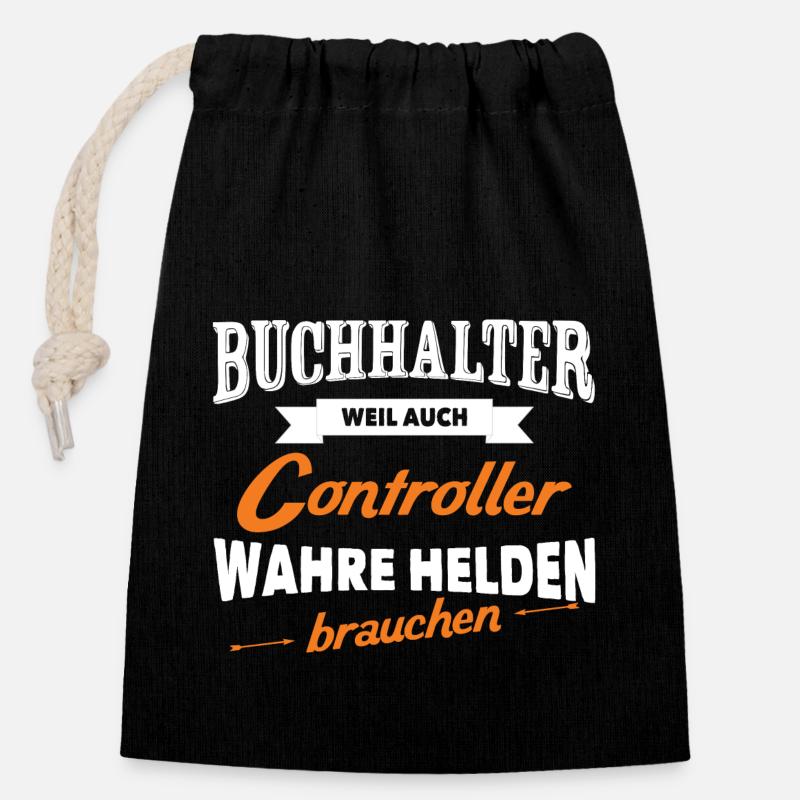 Buchhalter sind die wahren Helden - Buchhaltung - Verschließbarer Geschenkbeutel aus Baumwolle (14x20cm) - Schwarz