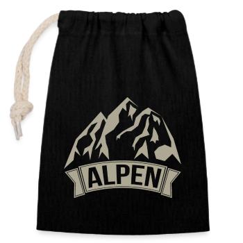 Alpen - Verschließbarer Geschenkbeutel aus Baumwolle (14x20cm) - Schwarz - Vorne