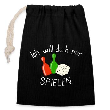 I just want to Play - Closable cotton gift bag (14x20cm) - black - Front