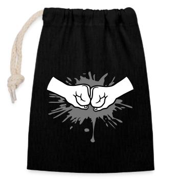 Paint Splash Drops 2 Bro Fist Fists Friends Team - Closable cotton gift bag (14x20cm) - black - Front