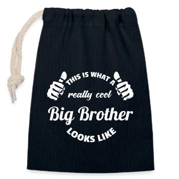 really cool brother gift thumb - Closable cotton gift bag (14x20cm) - navy - Front