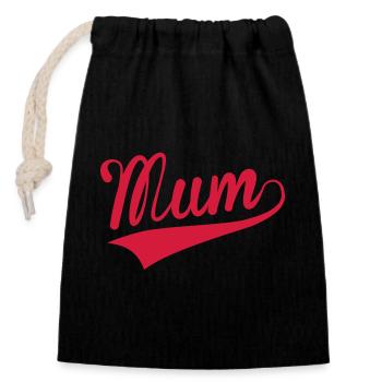Mum - Closable cotton gift bag (14x20cm) - black - Front