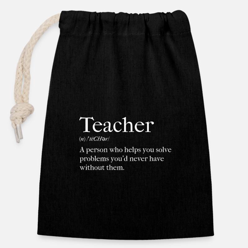 Teacher - funny saying - Closable cotton gift bag (14x20cm) - black